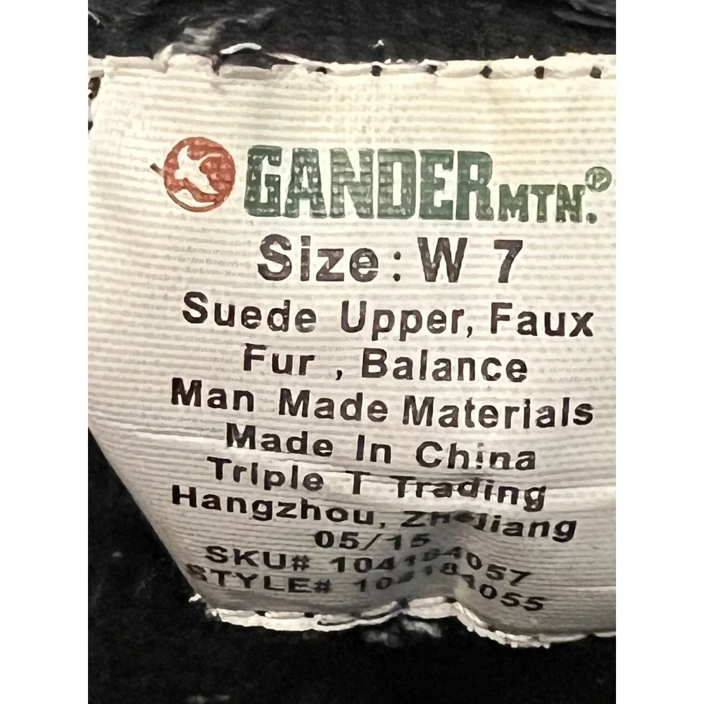 GANDER MTN Womens Black Purple Thermolite Faux Fur Suede‎ Winter Boots Size 7